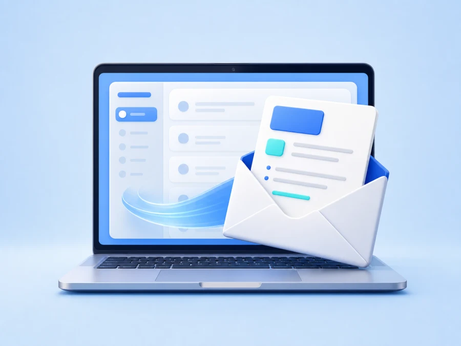 A dimensional email inbox and project brief representing detailed enquiries.