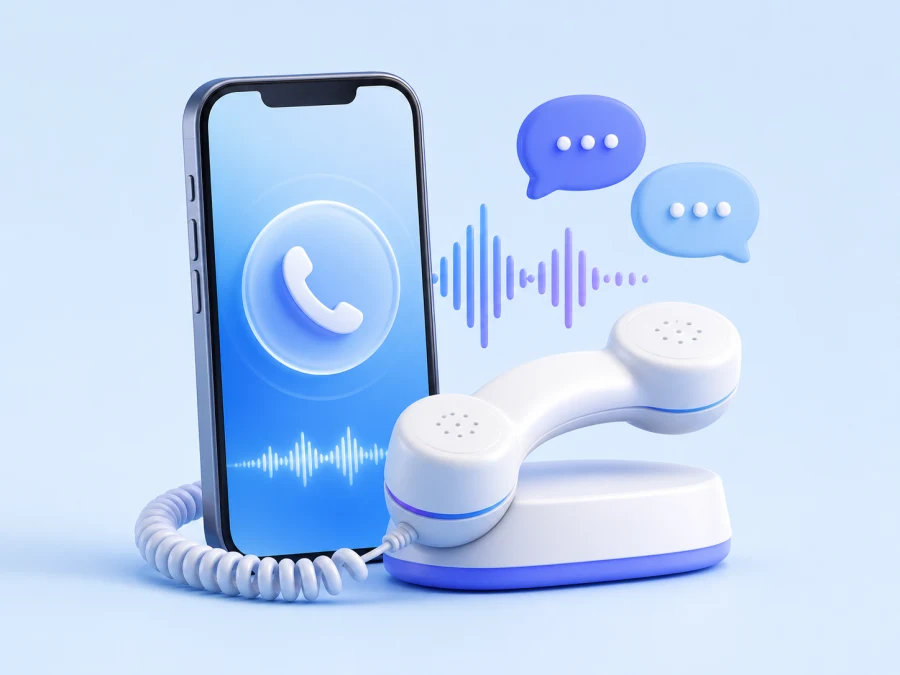 A dimensional phone consultation scene representing direct business support.