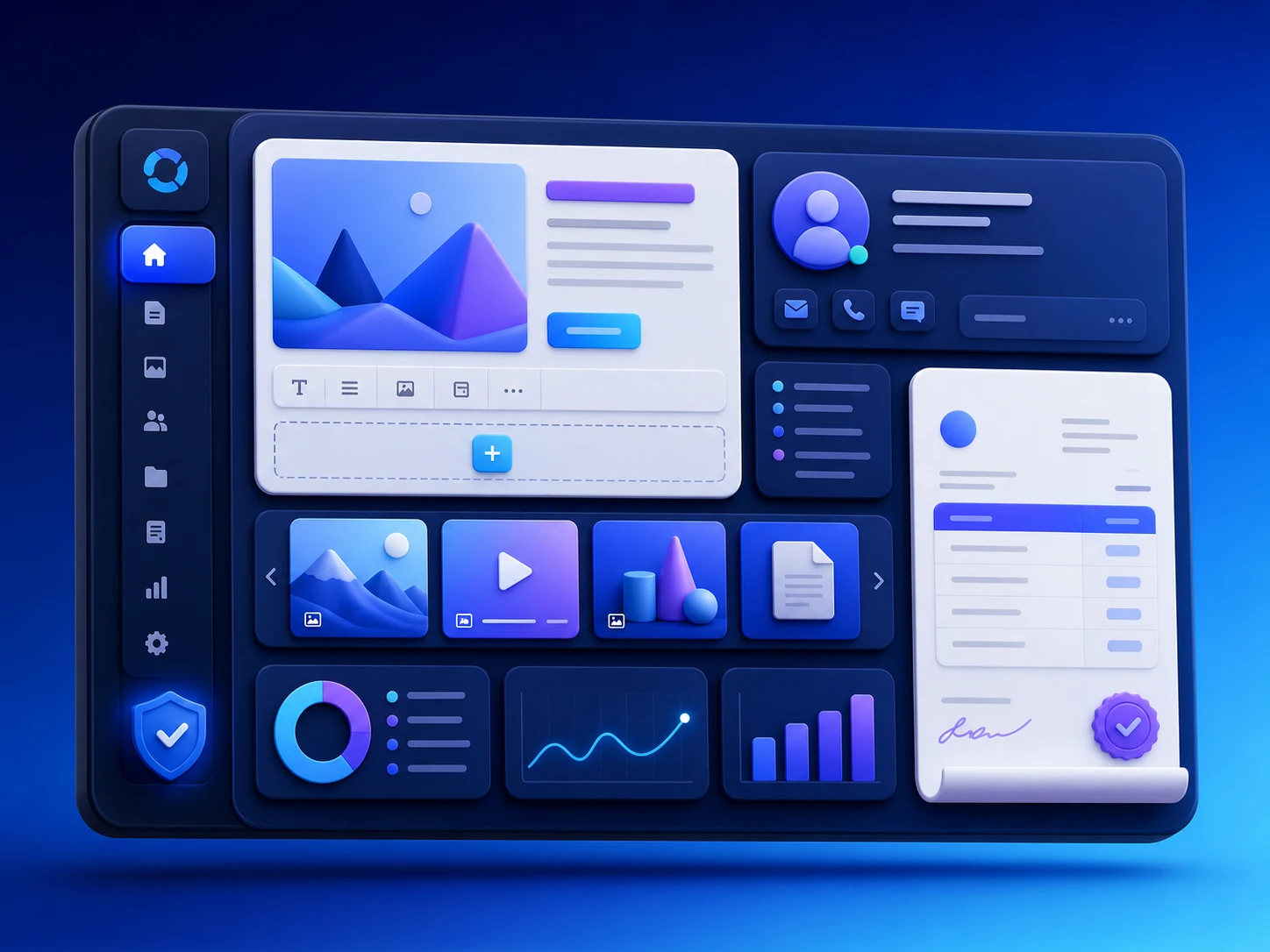 A secure custom admin dashboard for managing website content, invoices and client records.