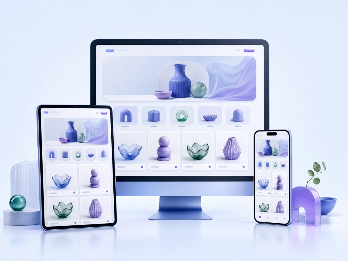 A polished online storefront displayed across connected shopping devices.