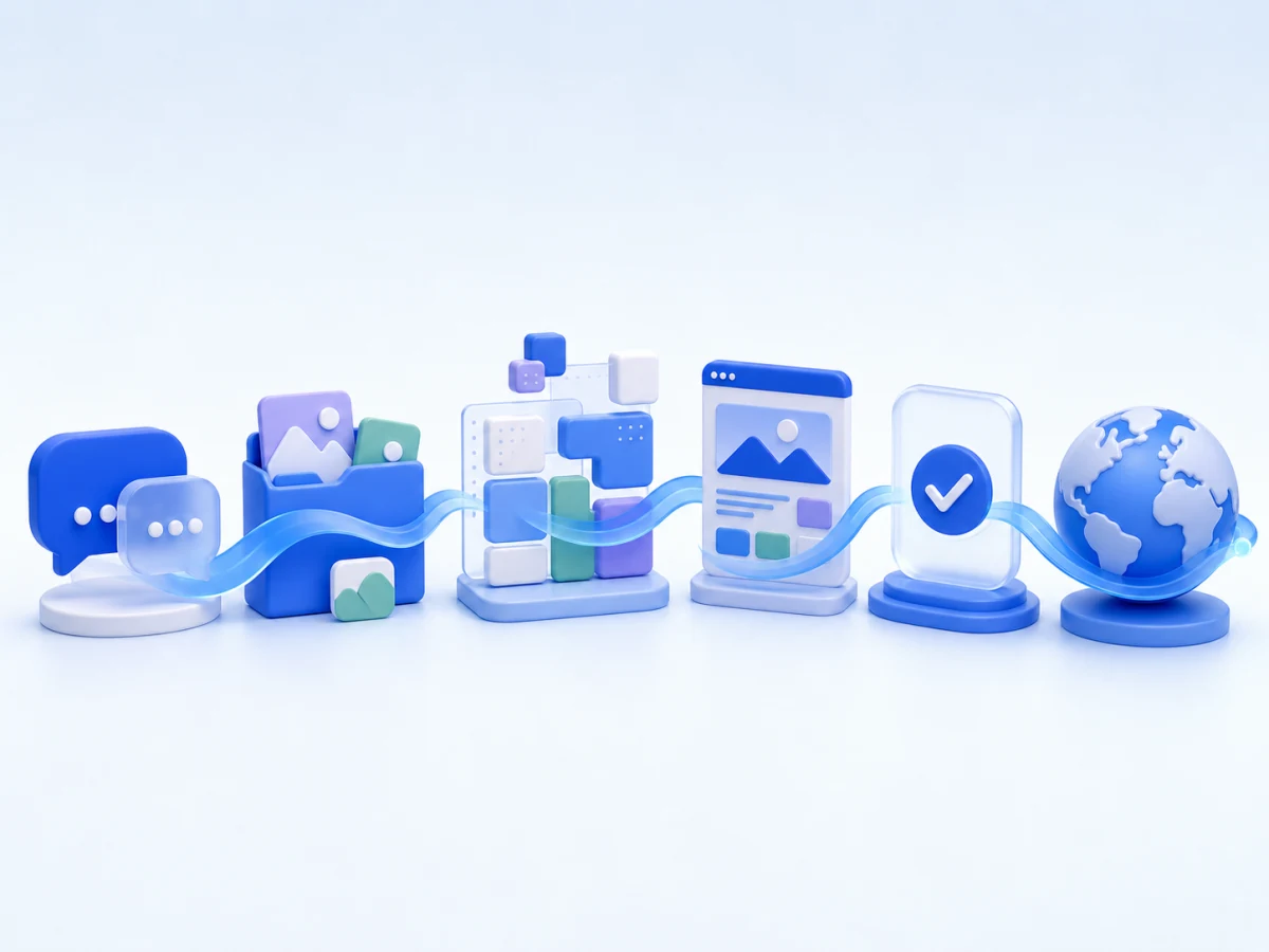 A visual journey from website consultation and content through review and launch.